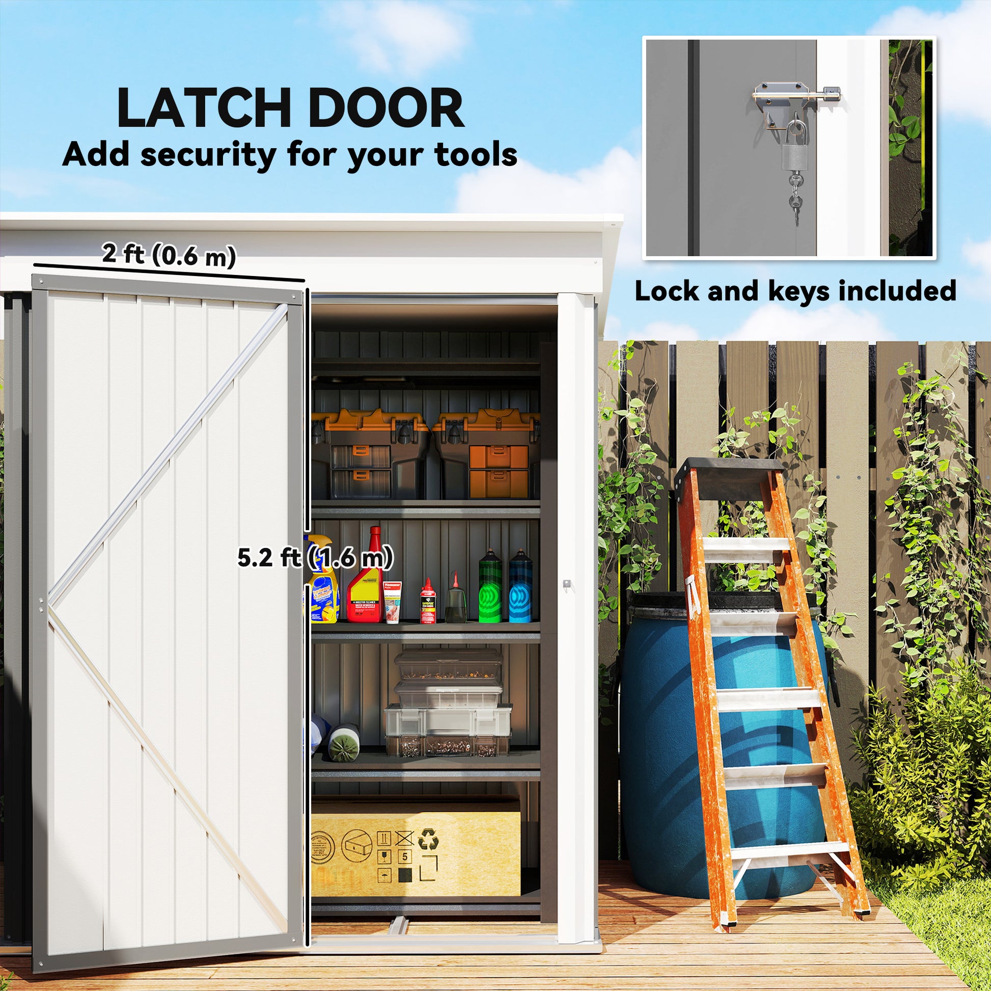 5'x3' Steel Lean-to Outdoor Storage Shed - Grey-Patio & Garden > Lawn & Garden > Sheds-DECOROLALA