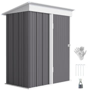 5'x3' Steel Lean-to Outdoor Storage Shed - Grey-Patio & Garden > Lawn & Garden > Sheds-DECOROLALA