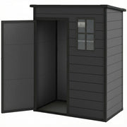 5x3ft Plastic Garden Storage Shed with Floor - Dark Grey-Patio & Garden > Lawn & Garden > Sheds-DECOROLALA