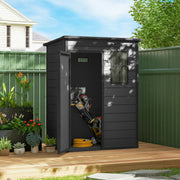 5x3ft Plastic Garden Storage Shed with Floor - Dark Grey-Patio & Garden > Lawn & Garden > Sheds-DECOROLALA