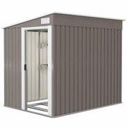 5'x7' Lean-to Galvanized Metal Garden Shed - Light Grey-Patio & Garden > Lawn & Garden > Sheds-DECOROLALA