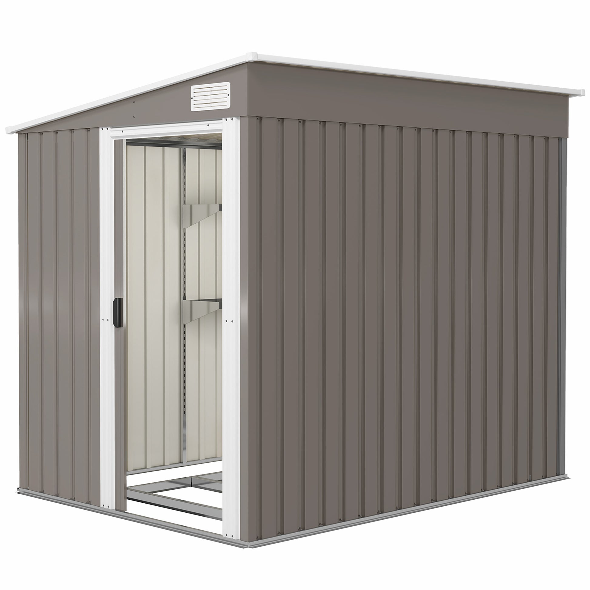5'x7' Lean-to Galvanized Metal Garden Shed - Light Grey-Patio & Garden > Lawn & Garden > Sheds-DECOROLALA