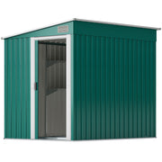 5'x7' Lean-to Galvanized Metal Garden Shed with Foundation - Green-Patio & Garden > Lawn & Garden > Sheds-DECOROLALA