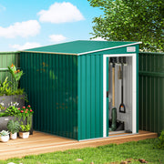 5'x7' Lean-to Galvanized Metal Garden Shed with Foundation - Green-Patio & Garden > Lawn & Garden > Sheds-DECOROLALA