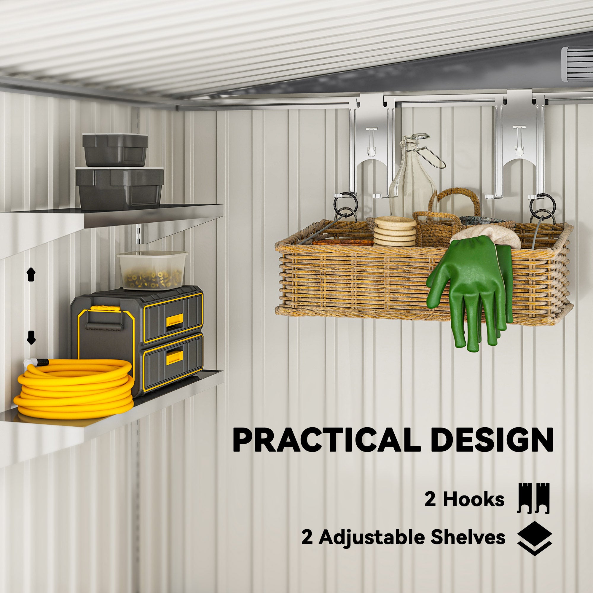 5'x7' Lean-to Galvanized Metal Shed with Foundation - Dark Grey-Patio & Garden > Lawn & Garden > Sheds-DECOROLALA