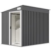 5'x7' Lean-to Galvanized Metal Shed with Foundation - Dark Grey-Patio & Garden > Lawn & Garden > Sheds-DECOROLALA