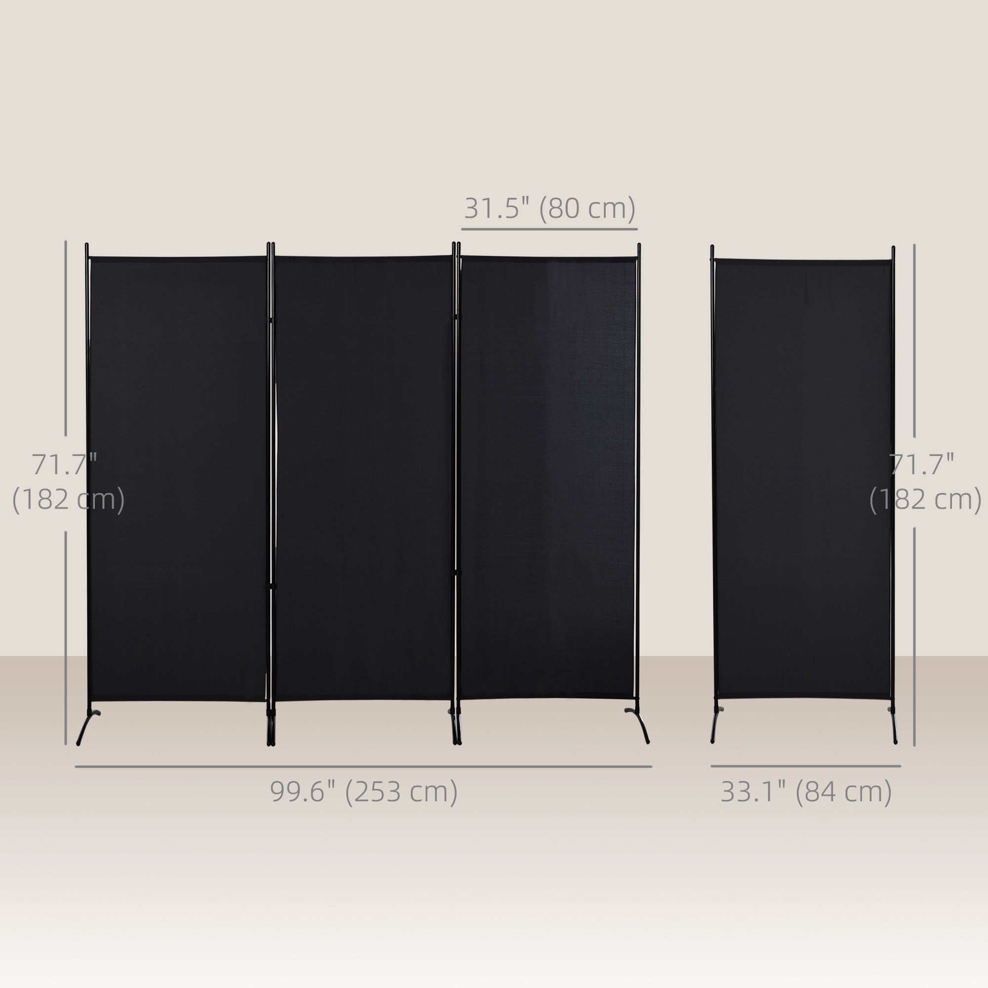 6' 3-Panel Room Divider - Black Folding Privacy Screen-Home Furnishings > Living Room Furniture > Room Dividers-DECOROLALA