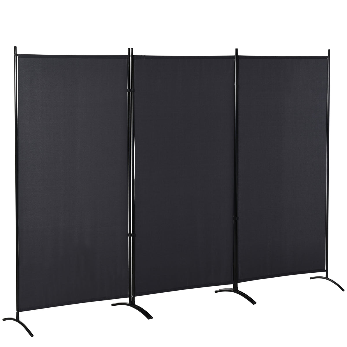 6' 3-Panel Room Divider - Charcoal Grey Folding Privacy Screen-Home Furnishings > Living Room Furniture > Room Dividers-DECOROLALA