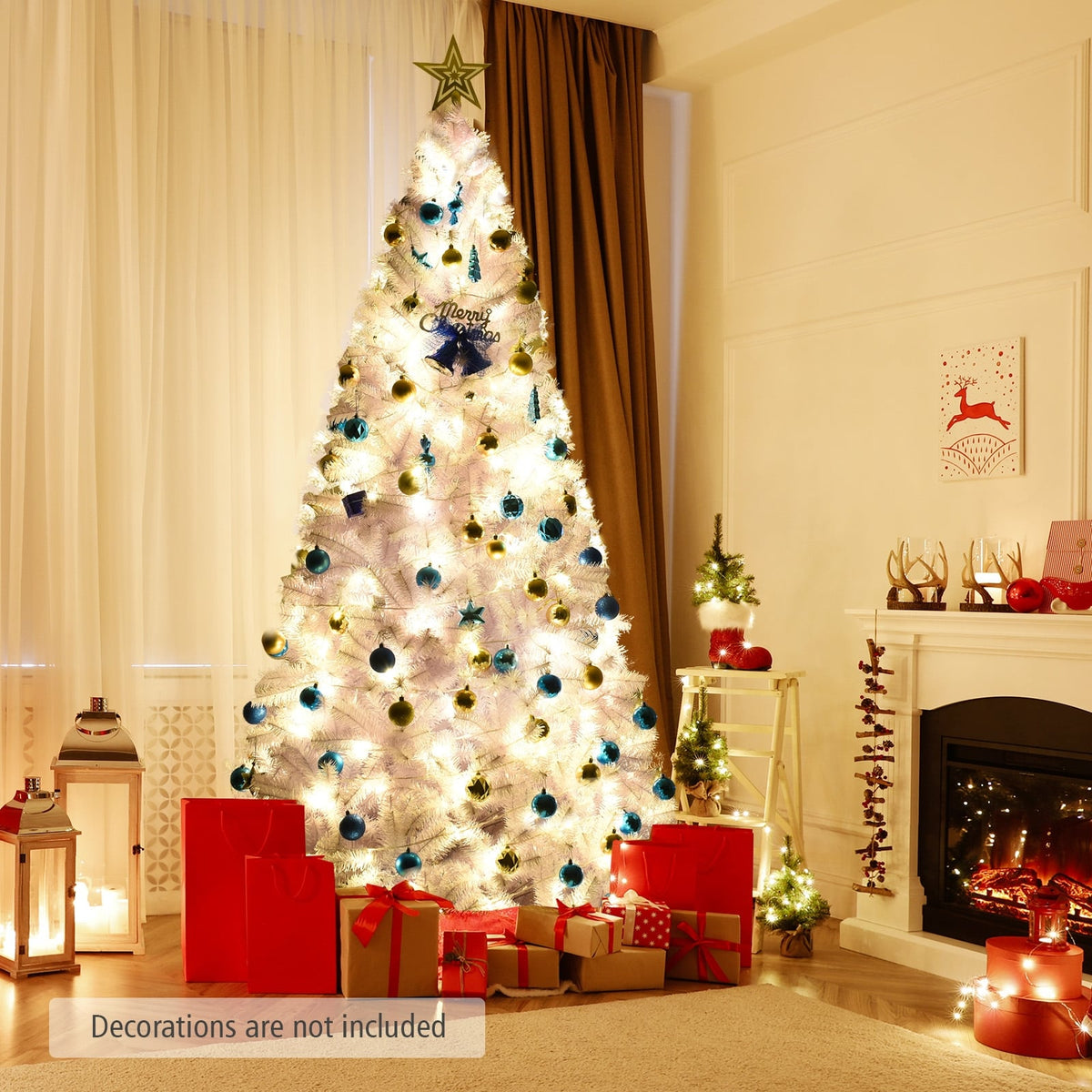 6' / 7.5' / 9' Hinged Artificial Christmas Tree with Metal Stand-6 ft-Christmas Trees-DECOROLALA