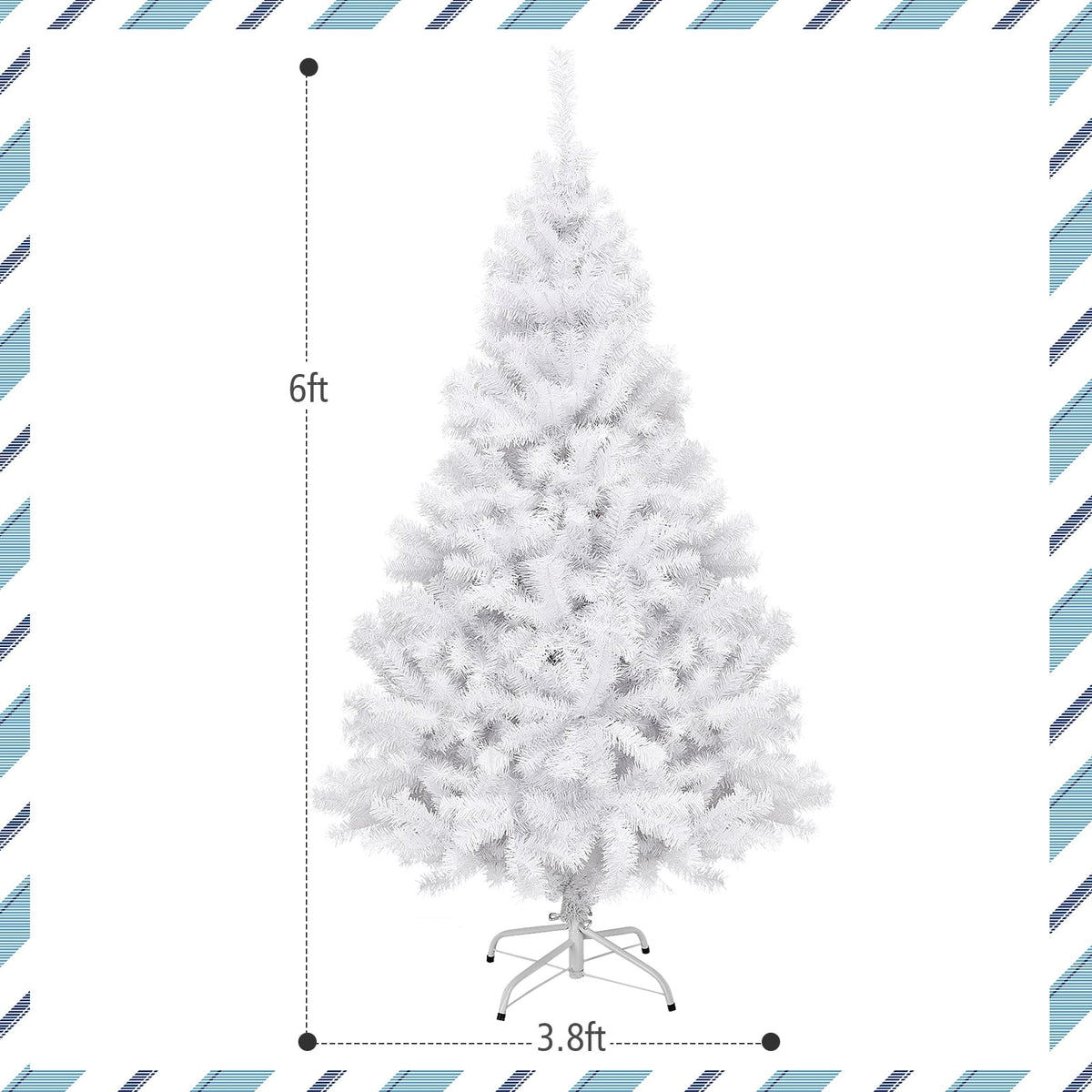 6' / 7.5' / 9' Hinged Artificial Christmas Tree with Metal Stand-6 ft-Christmas Trees-DECOROLALA