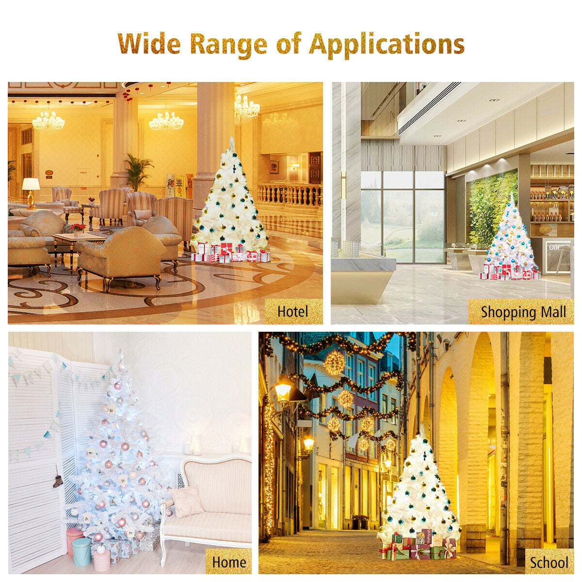 6' / 7.5' / 9' Hinged Artificial Christmas Tree with Metal Stand-6 ft-Christmas Trees-DECOROLALA