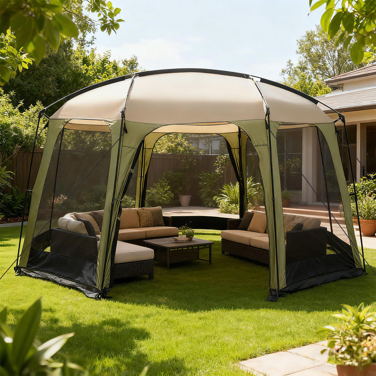 6-8 Person Netted Canopy Tent with Zippered Door-Tents-DECOROLALA