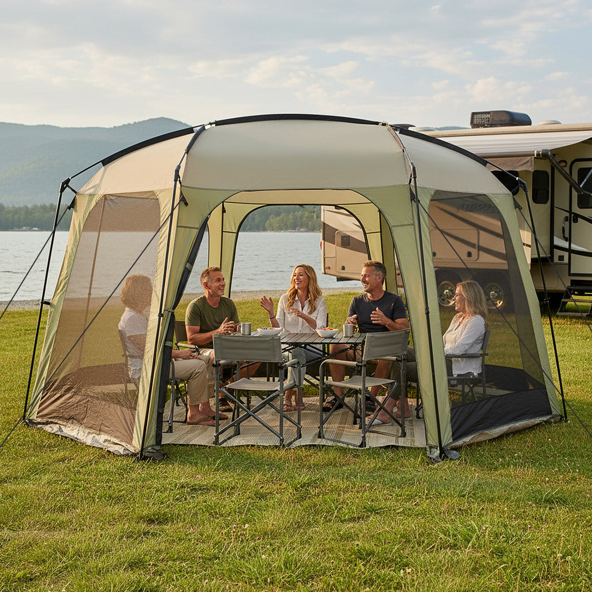 6-8 Person Netted Canopy Tent with Zippered Door-Tents-DECOROLALA