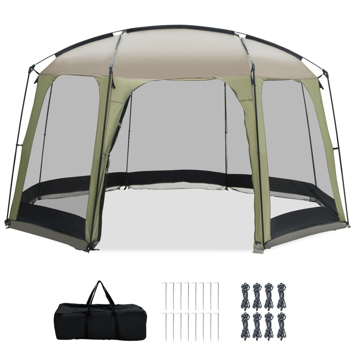 6-8 Person Netted Canopy Tent with Zippered Door-Tents-DECOROLALA