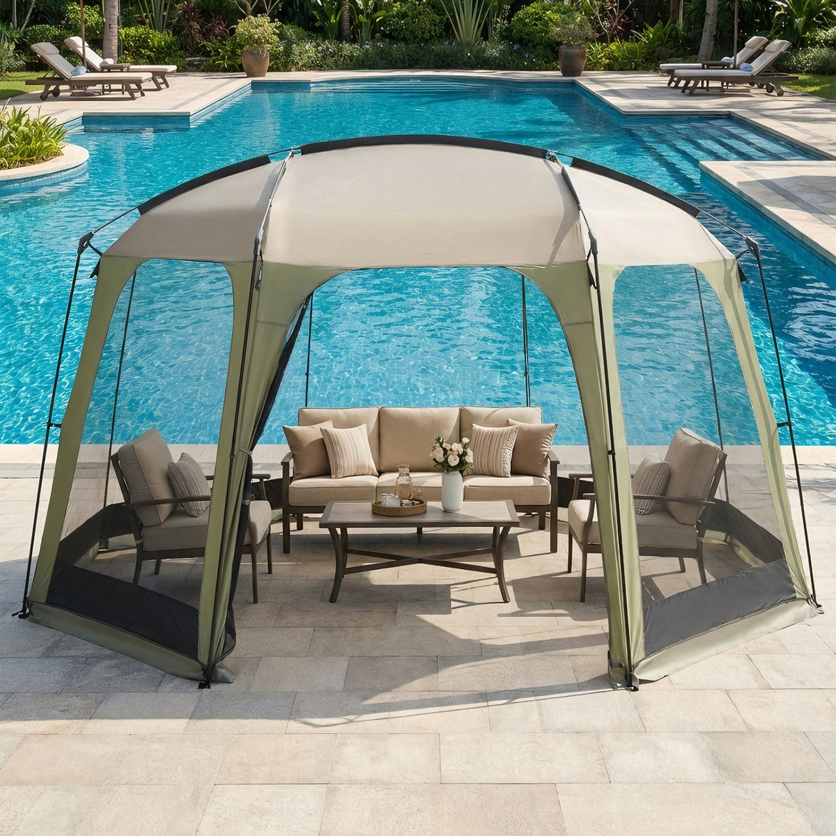 6-8 Person Netted Canopy Tent with Zippered Door-Tents-DECOROLALA