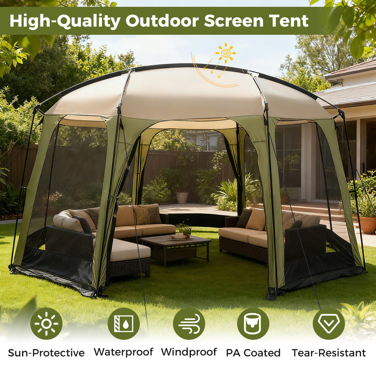 6-8 Person Netted Canopy Tent with Zippered Door-Tents-DECOROLALA