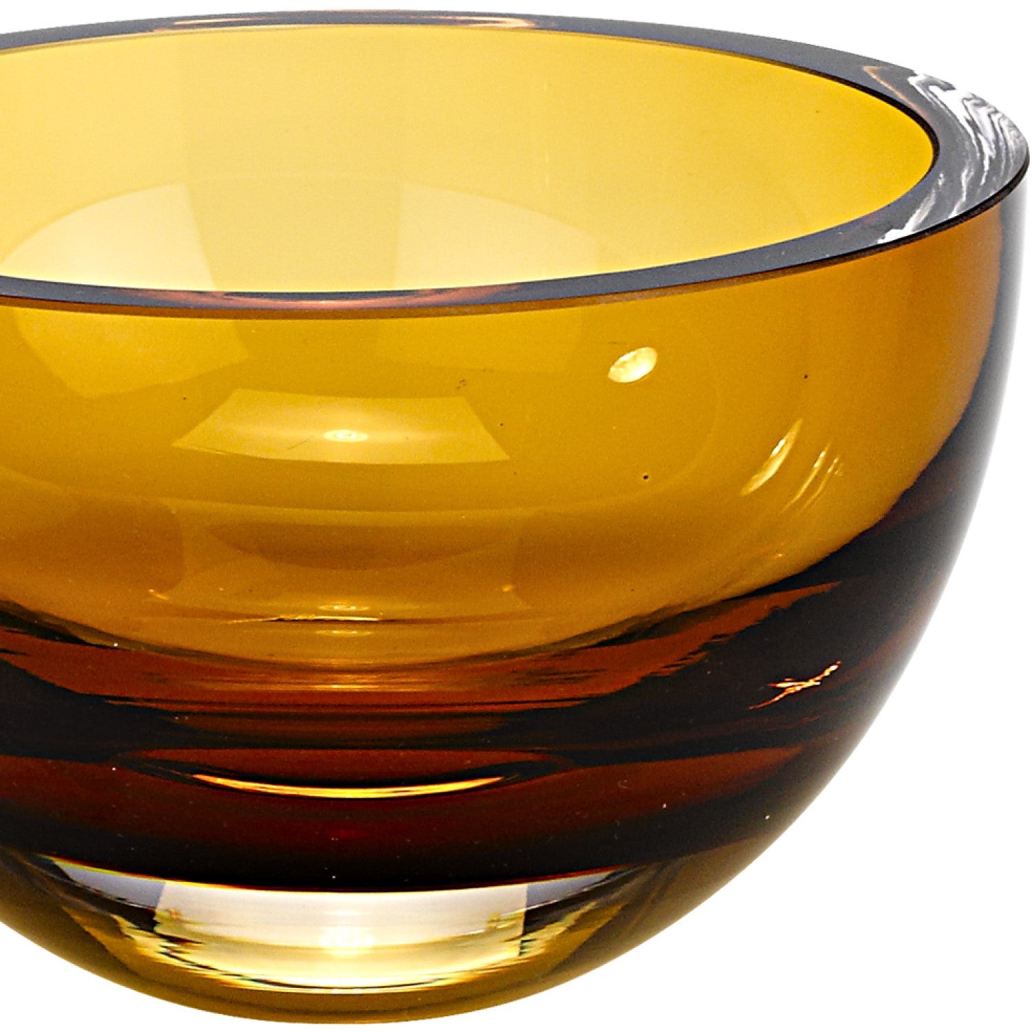 6" Amber Mouth Blown Crystal Thick Walled Bowl-Serving Bowls-DECOROLALA