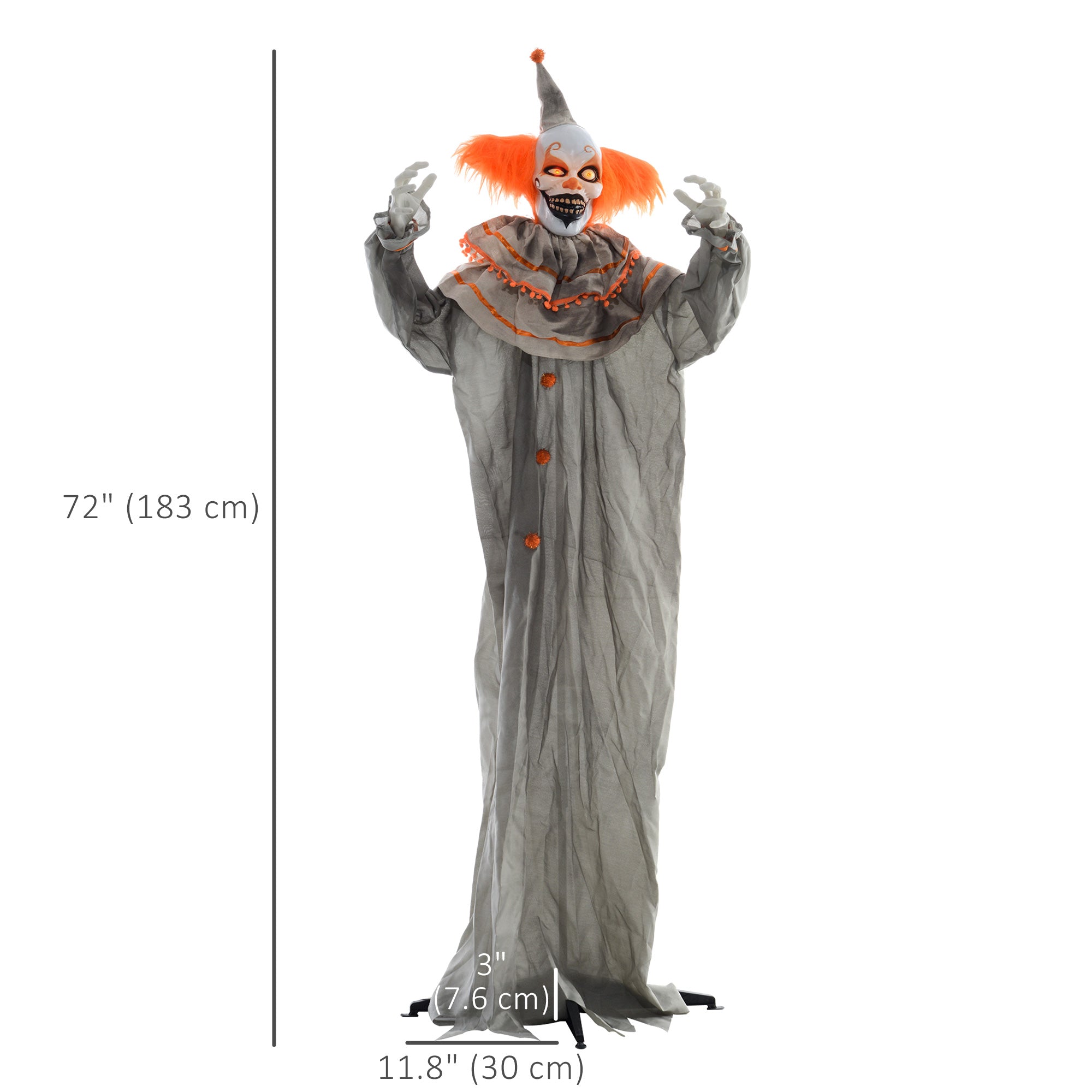 6' Animatronic Halloween Clown - Orange Sound & Motion Activated-Home Furnishings > Holiday & Seasonal > Halloween Decorations-DECOROLALA