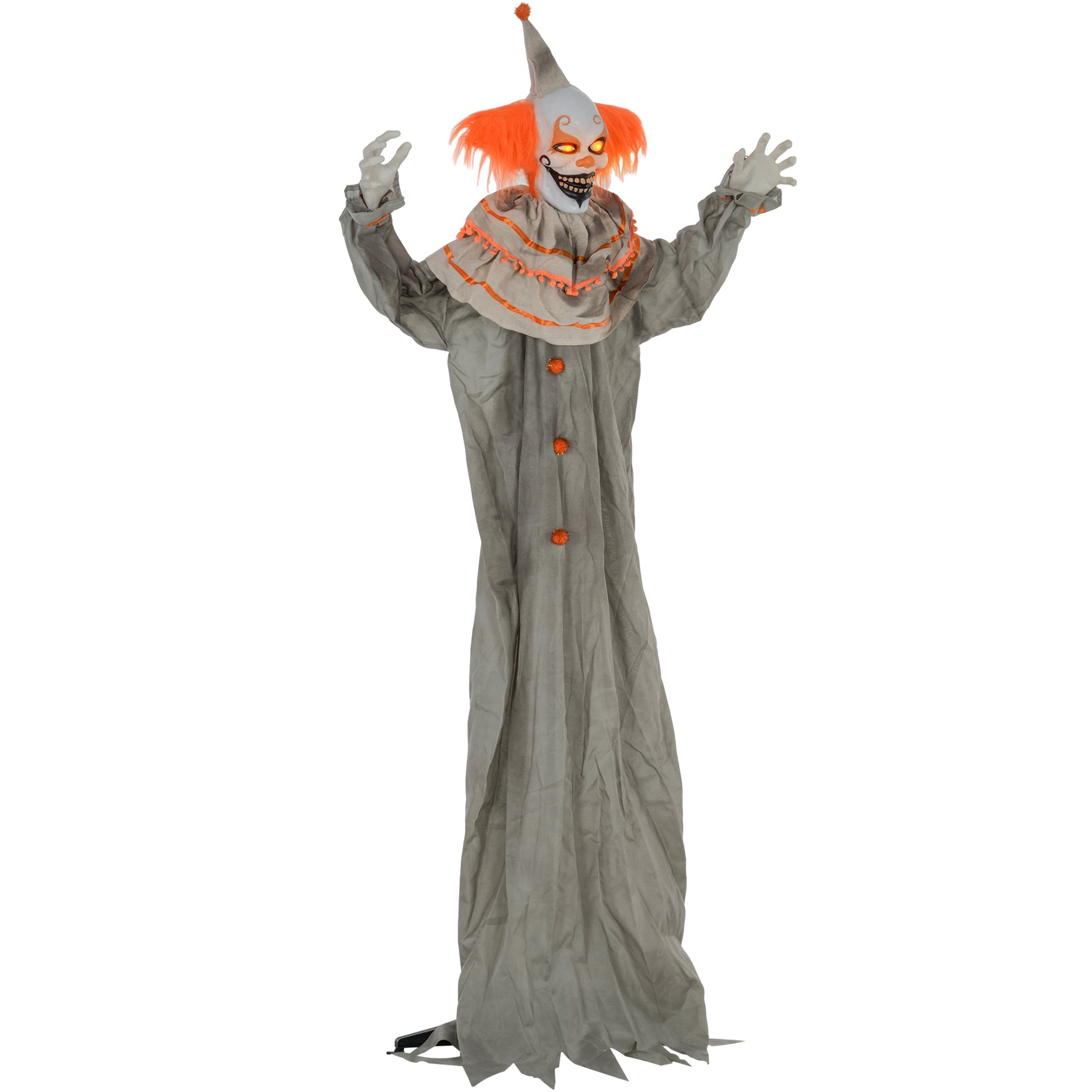 6' Animatronic Halloween Clown - Orange Sound & Motion Activated-Home Furnishings > Holiday & Seasonal > Halloween Decorations-DECOROLALA