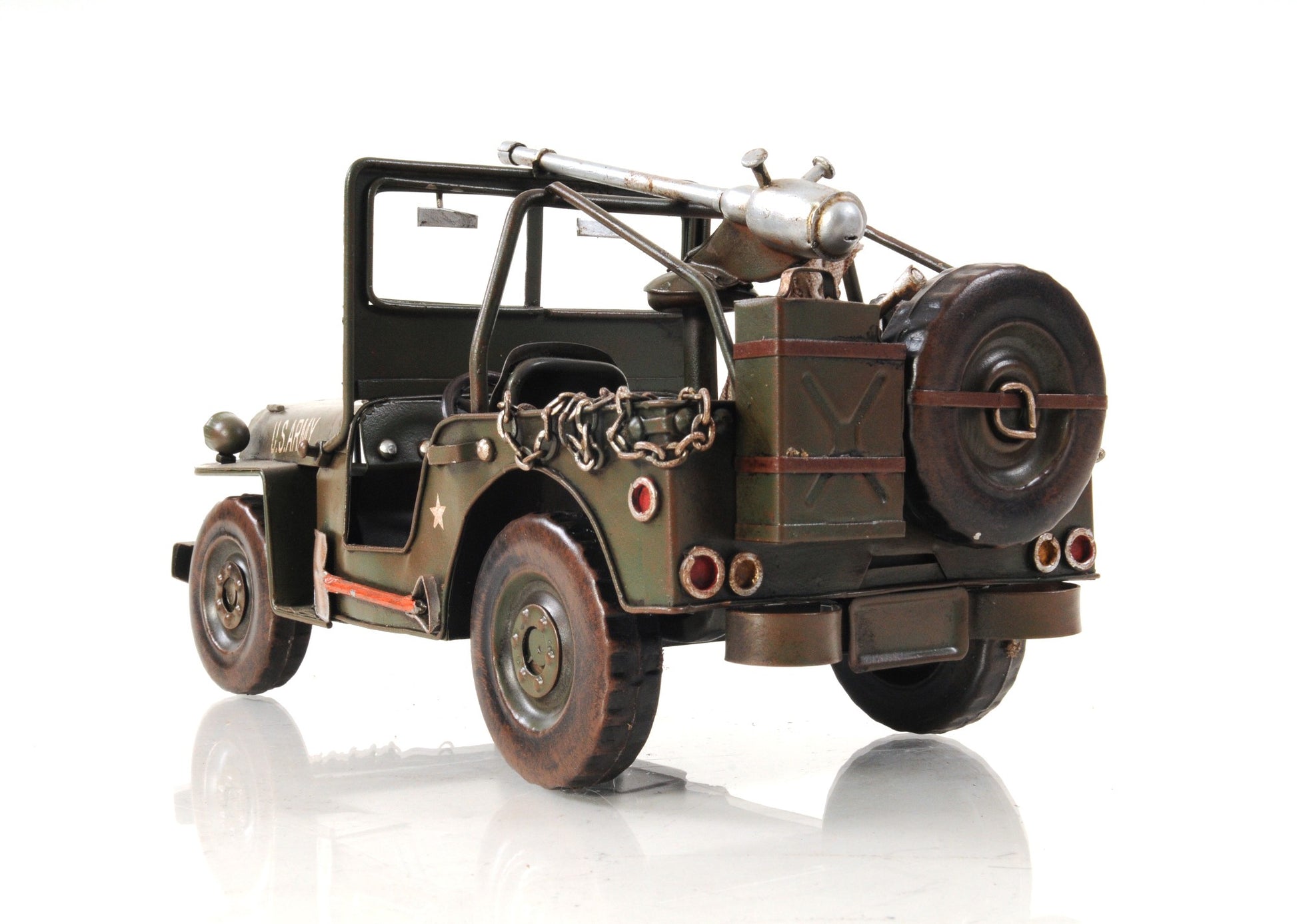 6" Army Green Metal Hand Painted Decorative Truck-Sculptures-DECOROLALA