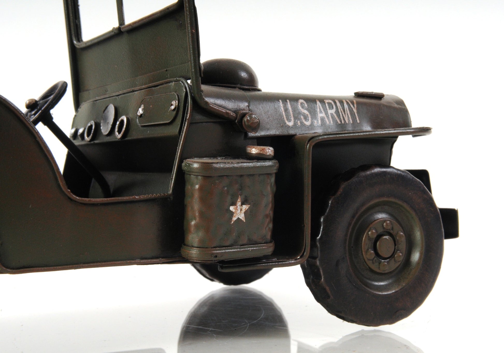 6" Army Green Metal Hand Painted Decorative Truck-Sculptures-DECOROLALA