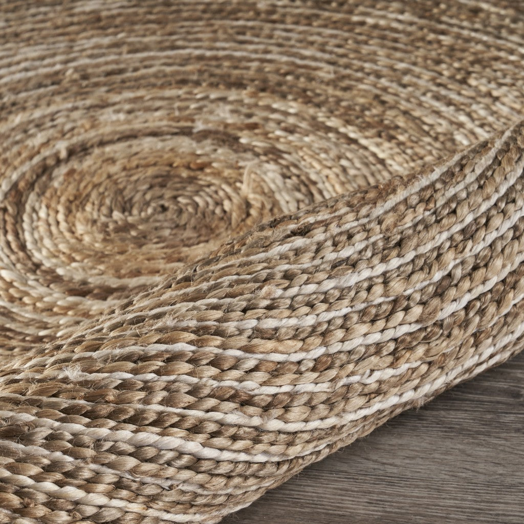 6' Beige Jute Hand Braided Round Rug-Area Rugs-DECOROLALA