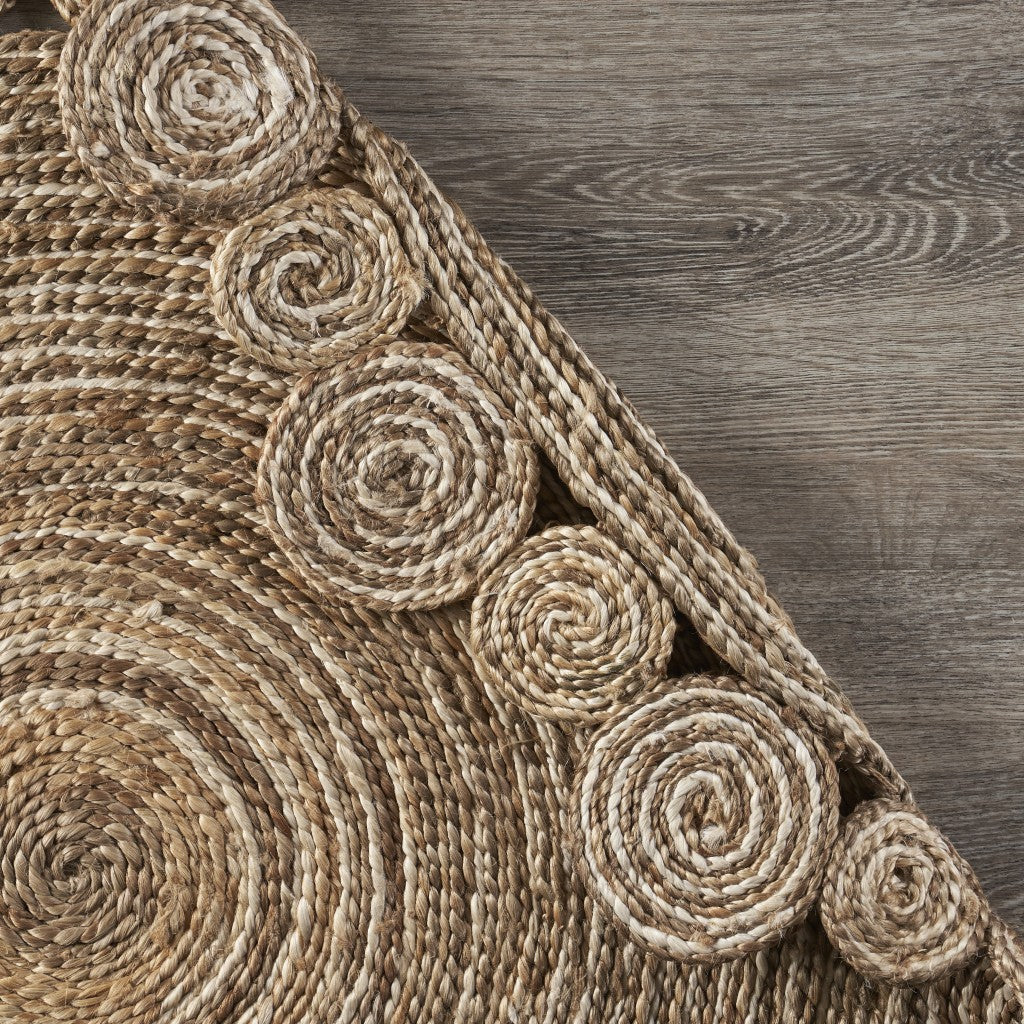 6' Beige Jute Hand Braided Round Rug-Area Rugs-DECOROLALA