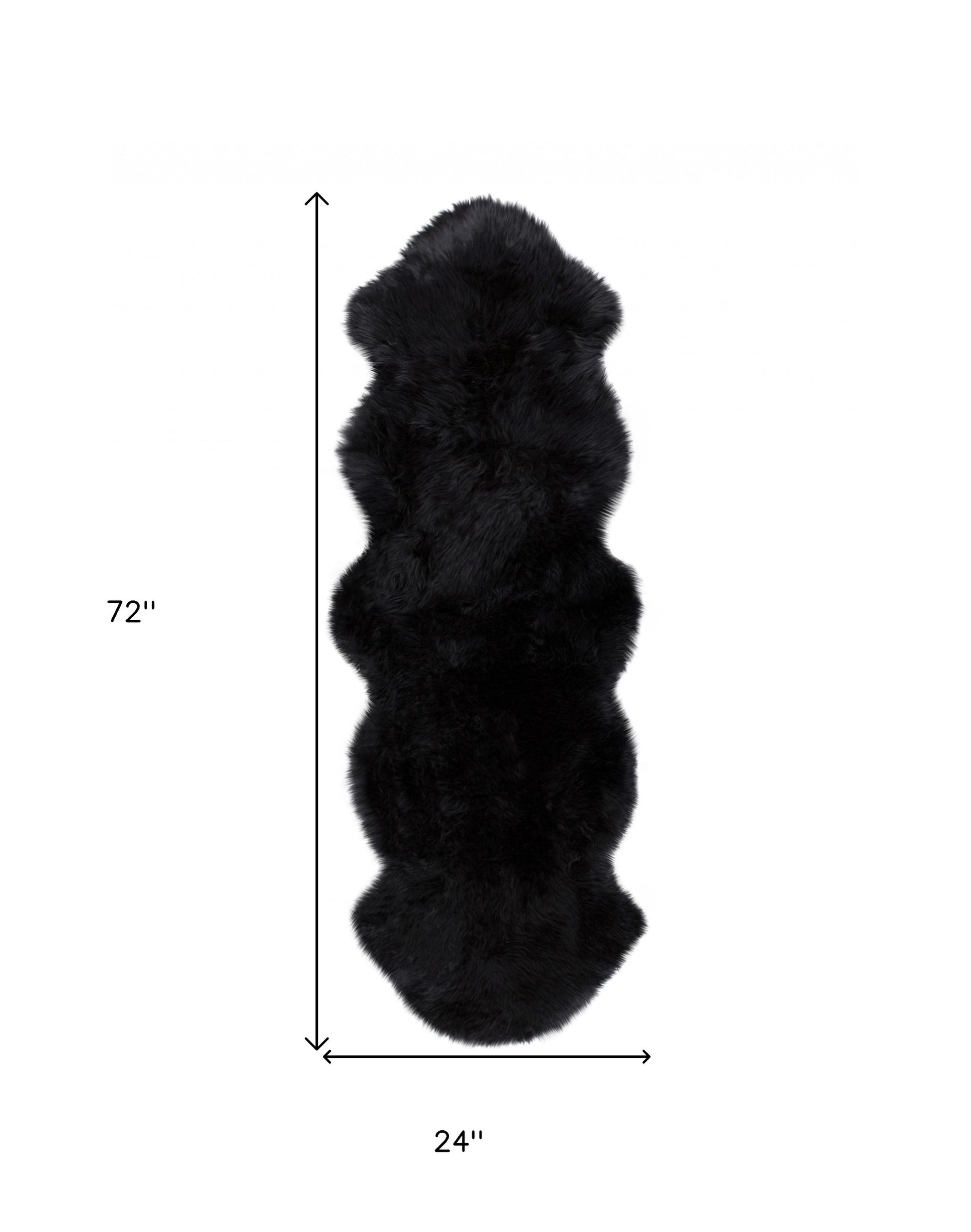 6' Black Genuine Sheepskin Animal Print Shag Area Rug-Area Rugs-DECOROLALA
