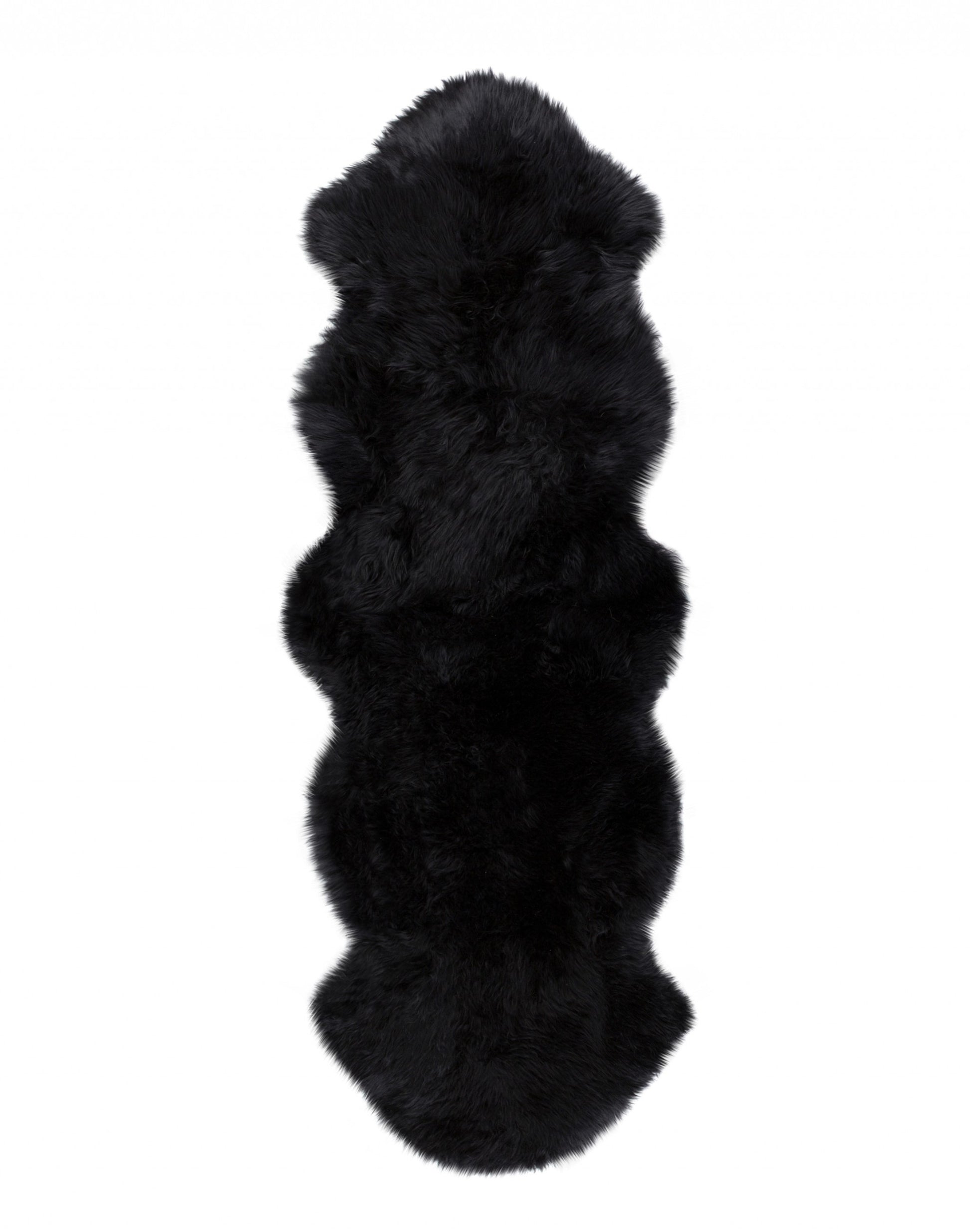 6' Black Genuine Sheepskin Animal Print Shag Area Rug-Area Rugs-DECOROLALA
