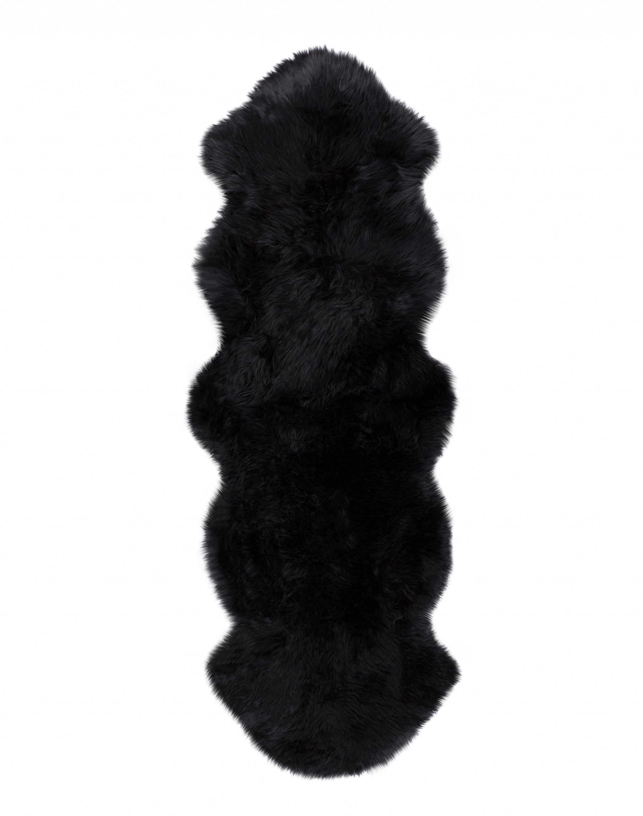 6' Black Genuine Sheepskin Animal Print Shag Area Rug-Area Rugs-DECOROLALA
