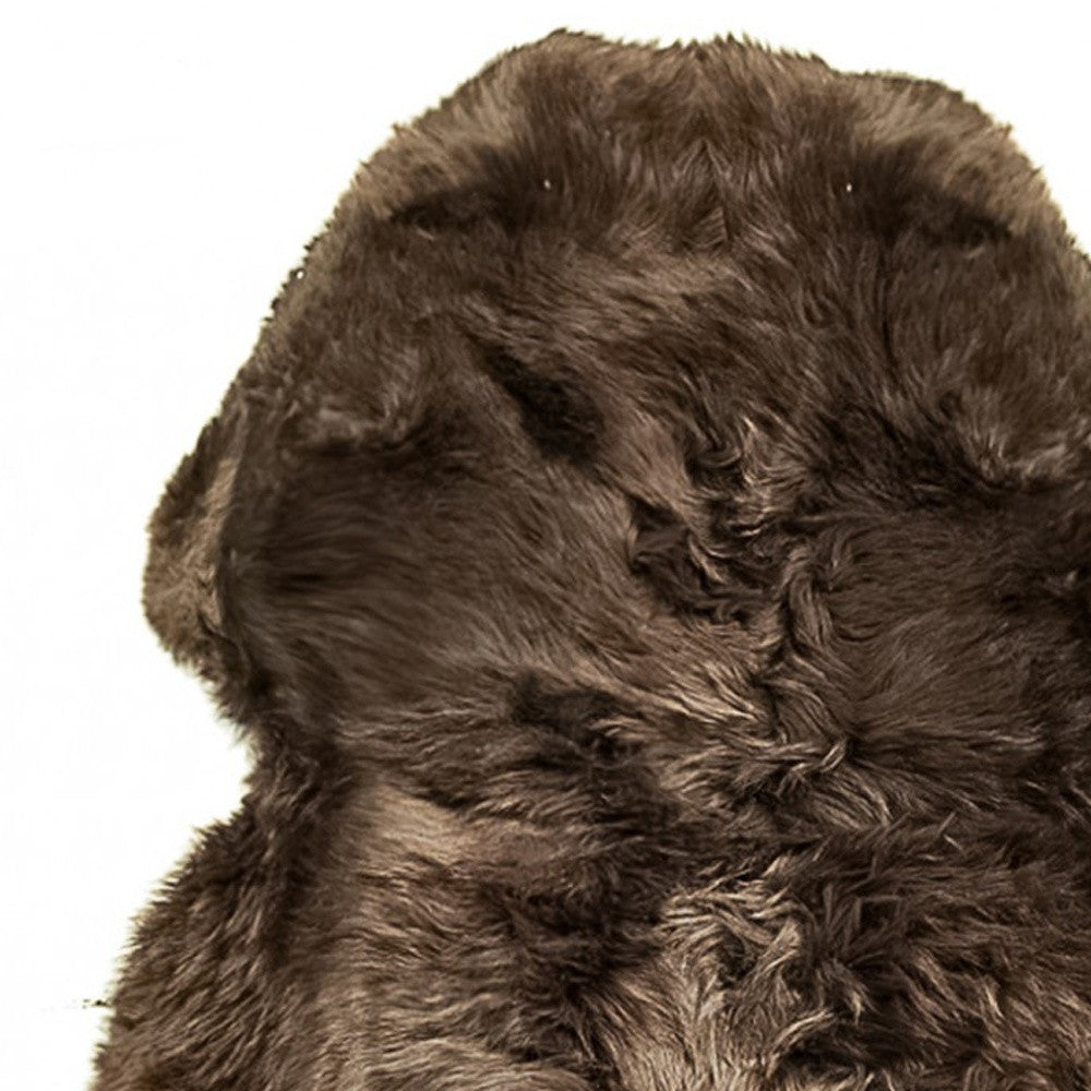 6' Black Genuine Sheepskin Animal Print Shag Area Rug-Area Rugs-DECOROLALA