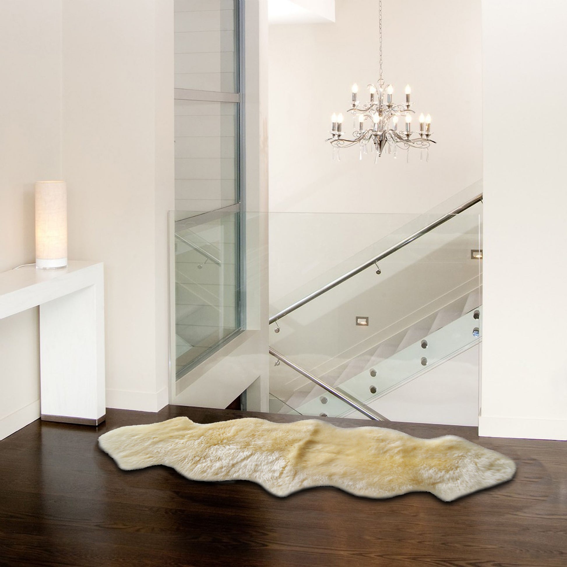 6' Black Genuine Sheepskin Animal Print Shag Area Rug-Area Rugs-DECOROLALA