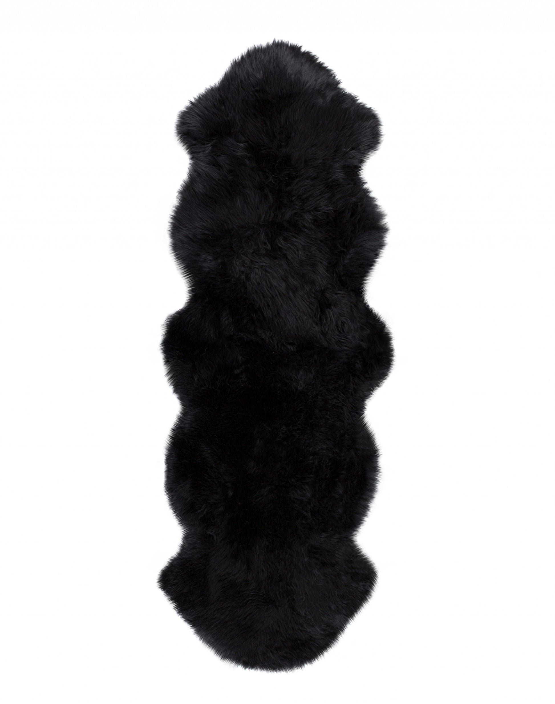 6' Black Genuine Sheepskin Animal Print Shag Area Rug-Area Rugs-DECOROLALA