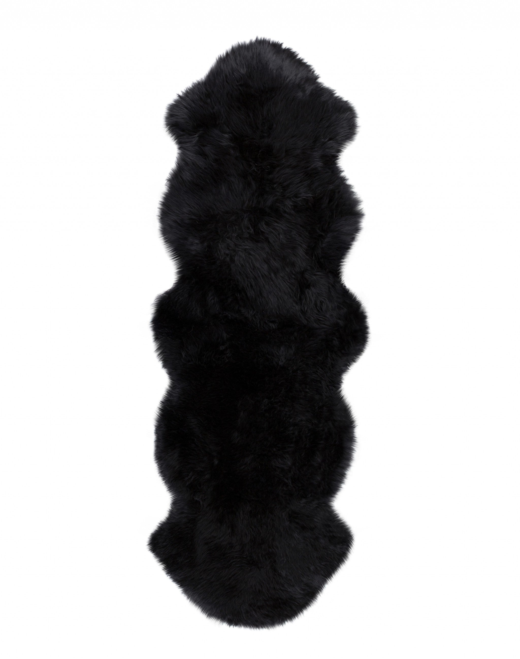 6' Black Genuine Sheepskin Animal Print Shag Area Rug-Area Rugs-DECOROLALA
