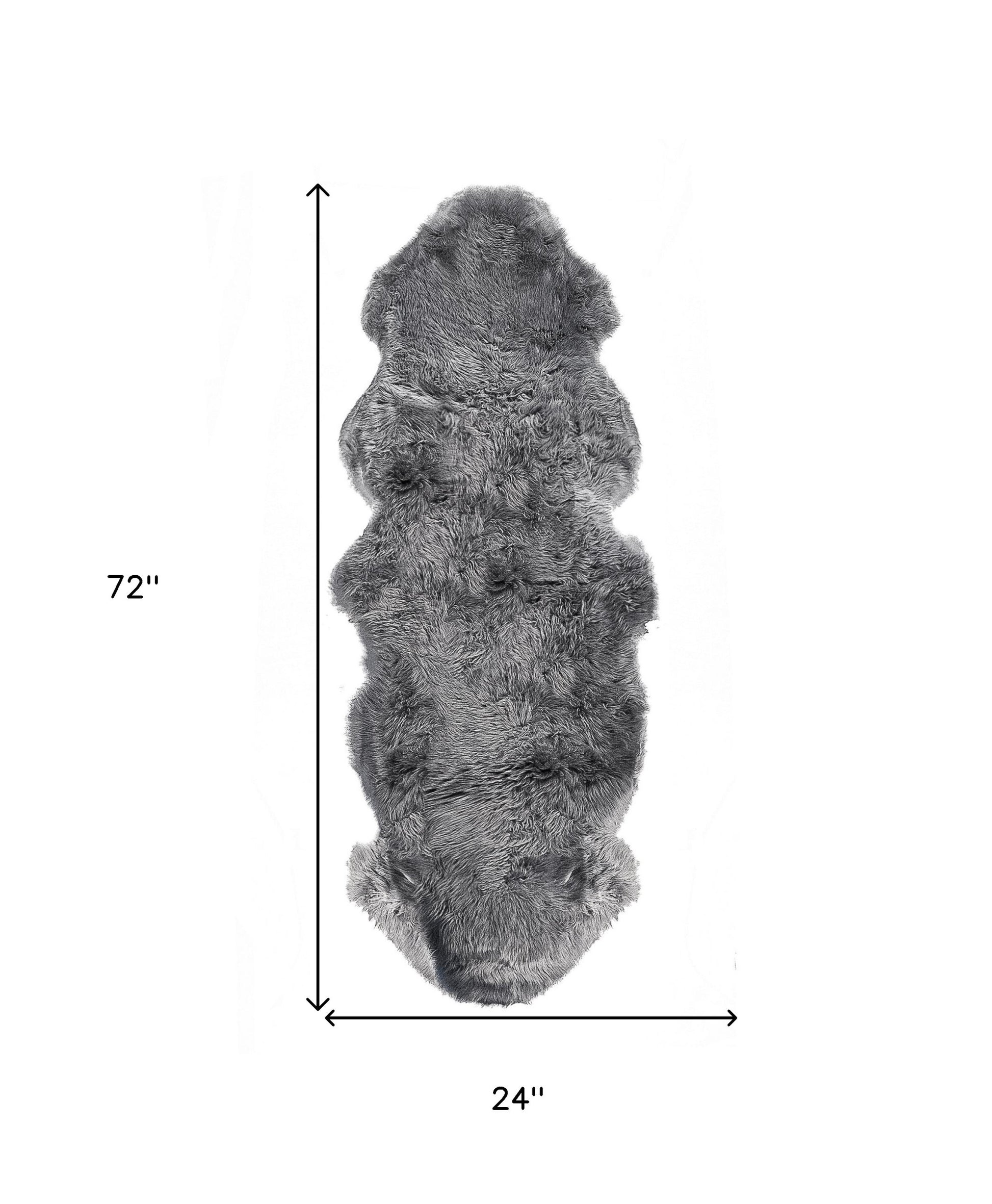 6' Black Genuine Sheepskin Animal Print Shag Area Rug-Area Rugs-DECOROLALA