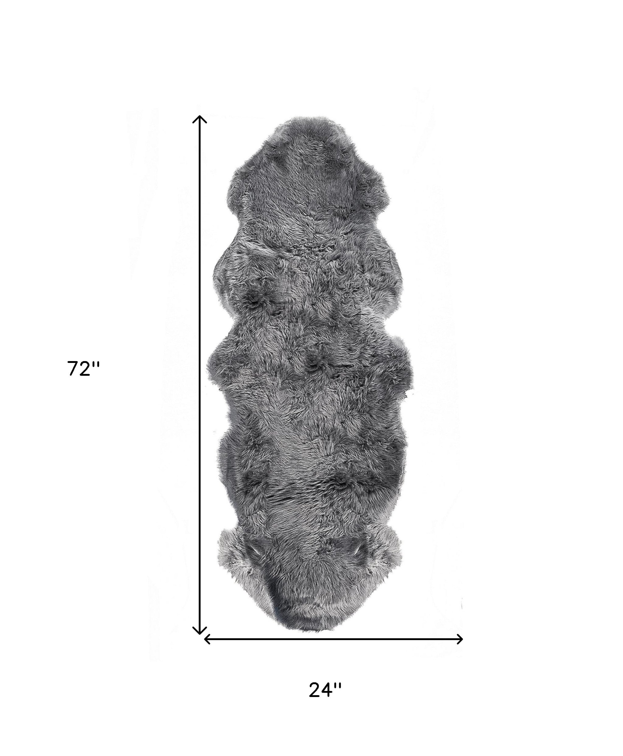 6' Black Genuine Sheepskin Animal Print Shag Area Rug-Area Rugs-DECOROLALA