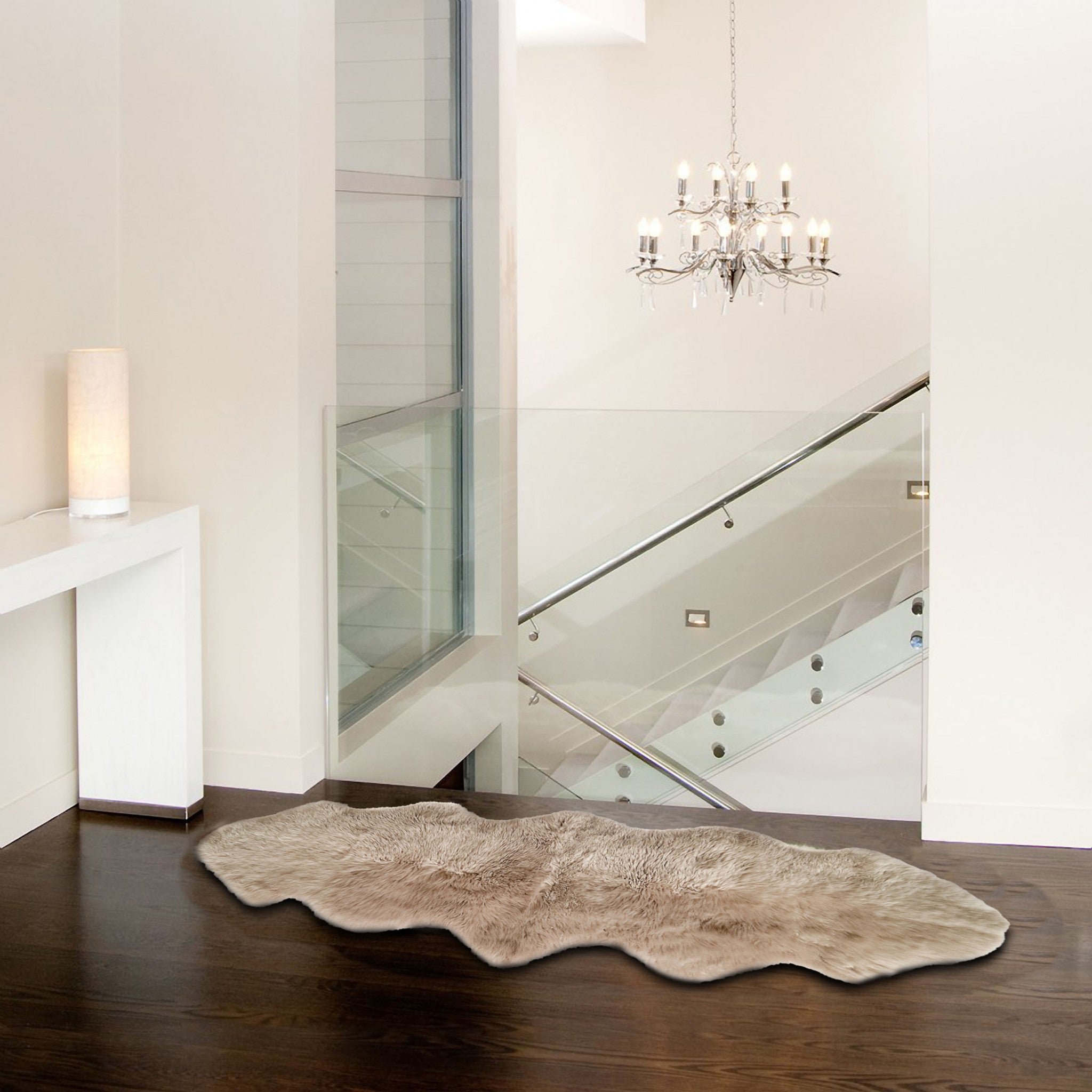 6' Black Genuine Sheepskin Animal Print Shag Area Rug-Area Rugs-DECOROLALA