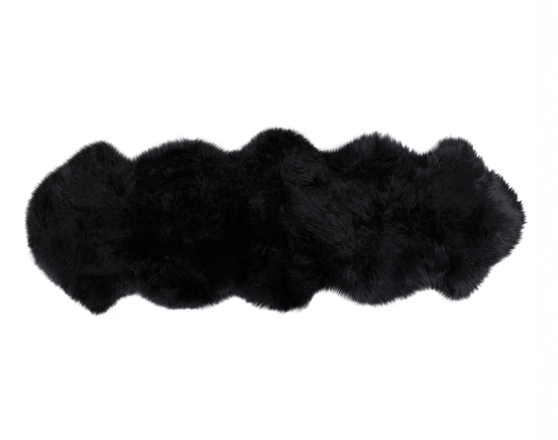 6' Black Genuine Sheepskin Animal Print Shag Area Rug-Area Rugs-DECOROLALA
