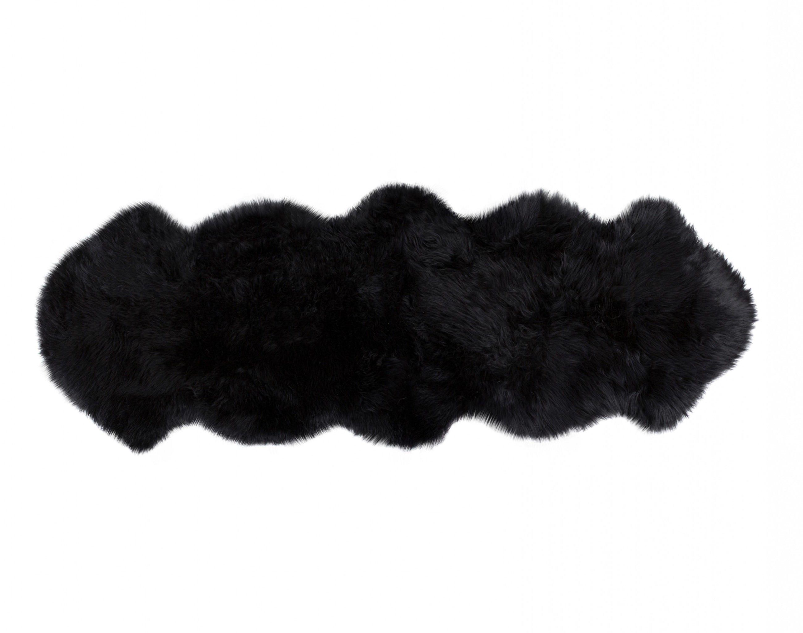 6' Black Genuine Sheepskin Animal Print Shag Area Rug-Area Rugs-DECOROLALA