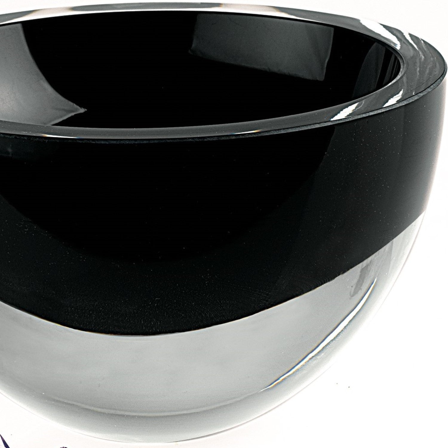 6" Black Mouth Blown Crystal Thick Walled Bowl-Serving Bowls-DECOROLALA