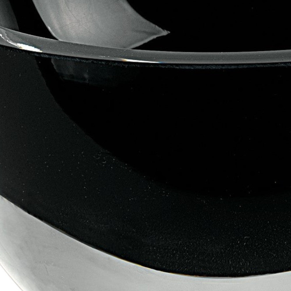 6" Black Mouth Blown Crystal Thick Walled Bowl-Serving Bowls-DECOROLALA