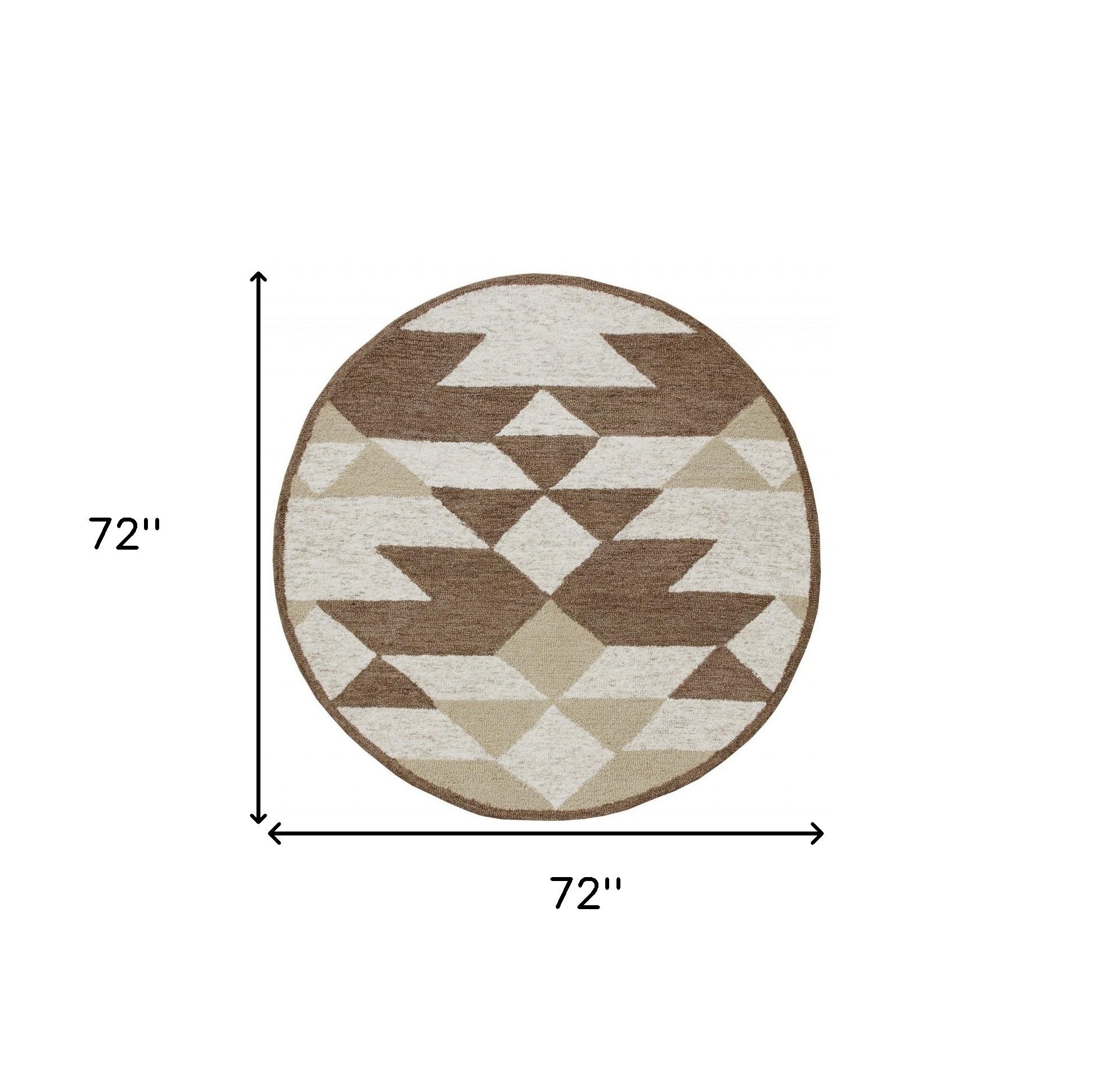 6' Brown And Ivory Round Wool Hand Tufted Area Rug-Area Rugs-DECOROLALA