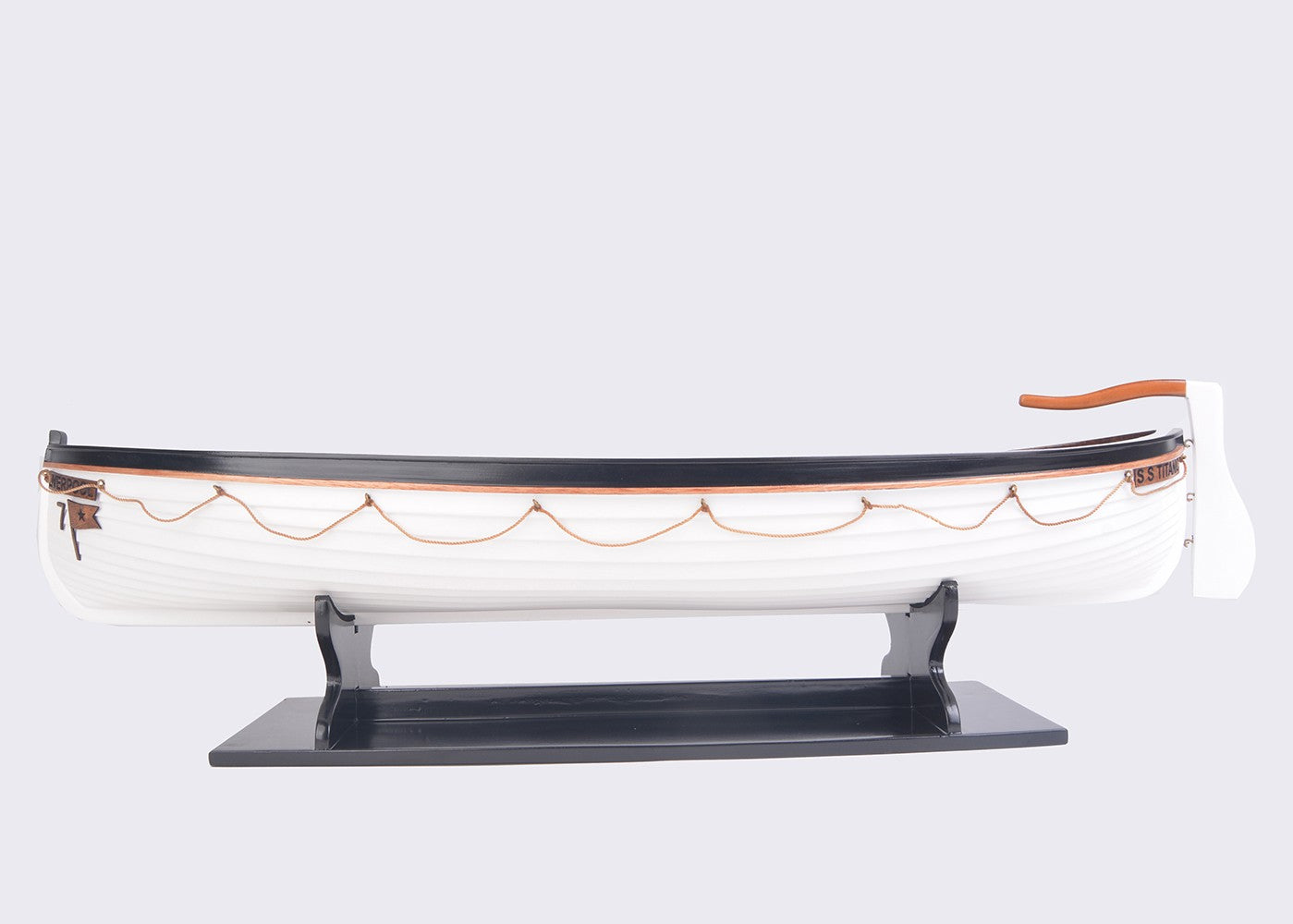 6" Brown and White Solid Wood Hand Painted RMS Titanic Lifeboat No.7 Model Boat-Sculptures-DECOROLALA