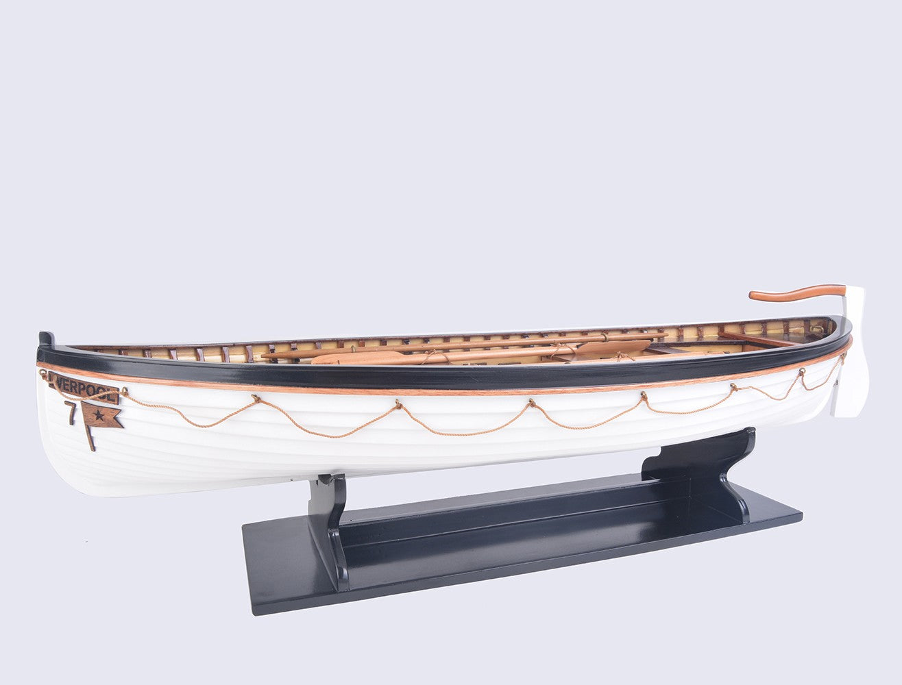 6" Brown and White Solid Wood Hand Painted RMS Titanic Lifeboat No.7 Model Boat-Sculptures-DECOROLALA