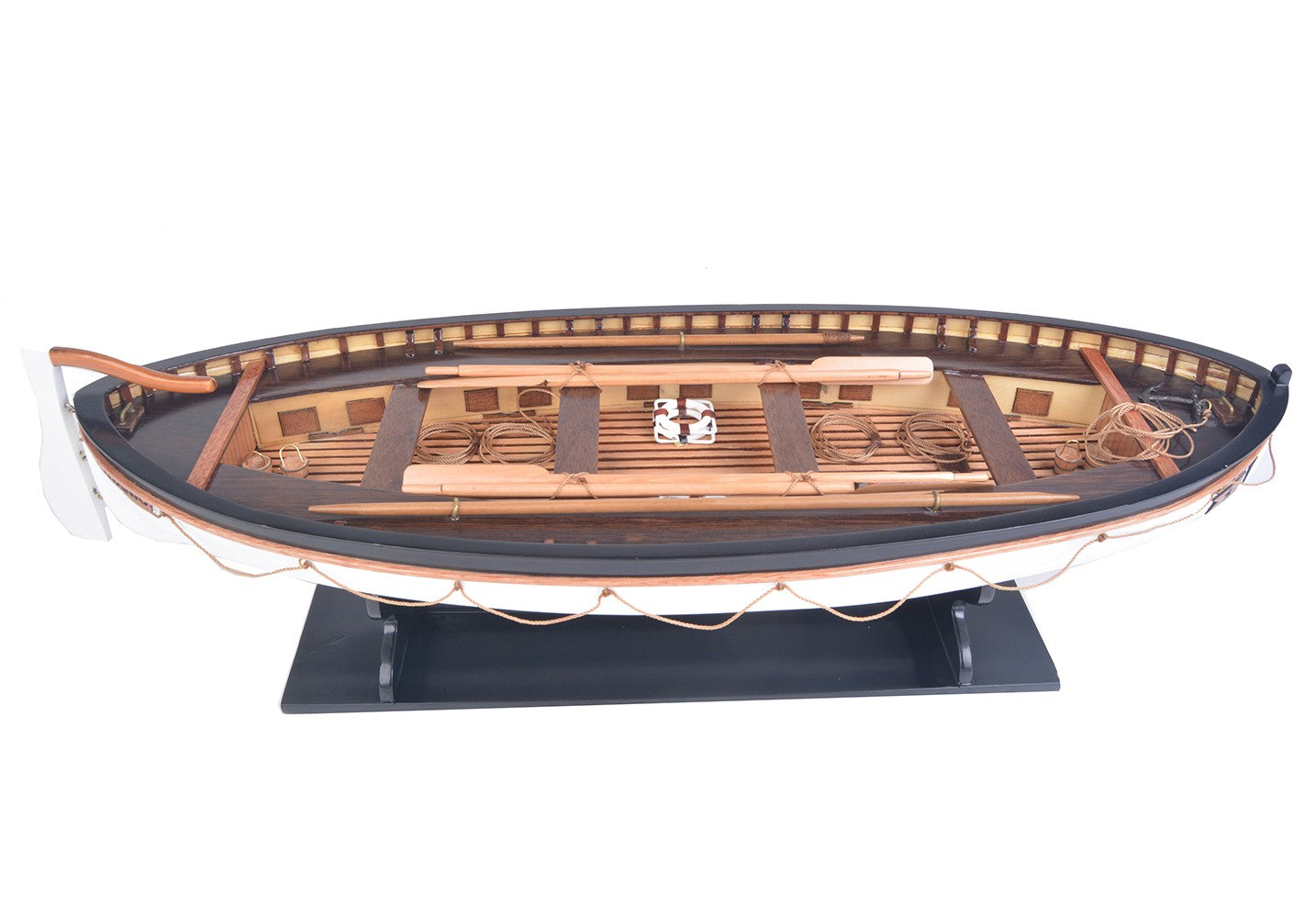 6" Brown and White Solid Wood Hand Painted RMS Titanic Lifeboat No.7 Model Boat-Sculptures-DECOROLALA