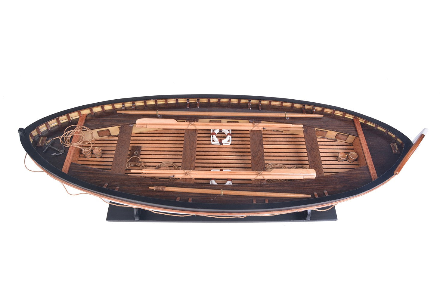 6" Brown and White Solid Wood Hand Painted RMS Titanic Lifeboat No.7 Model Boat-Sculptures-DECOROLALA