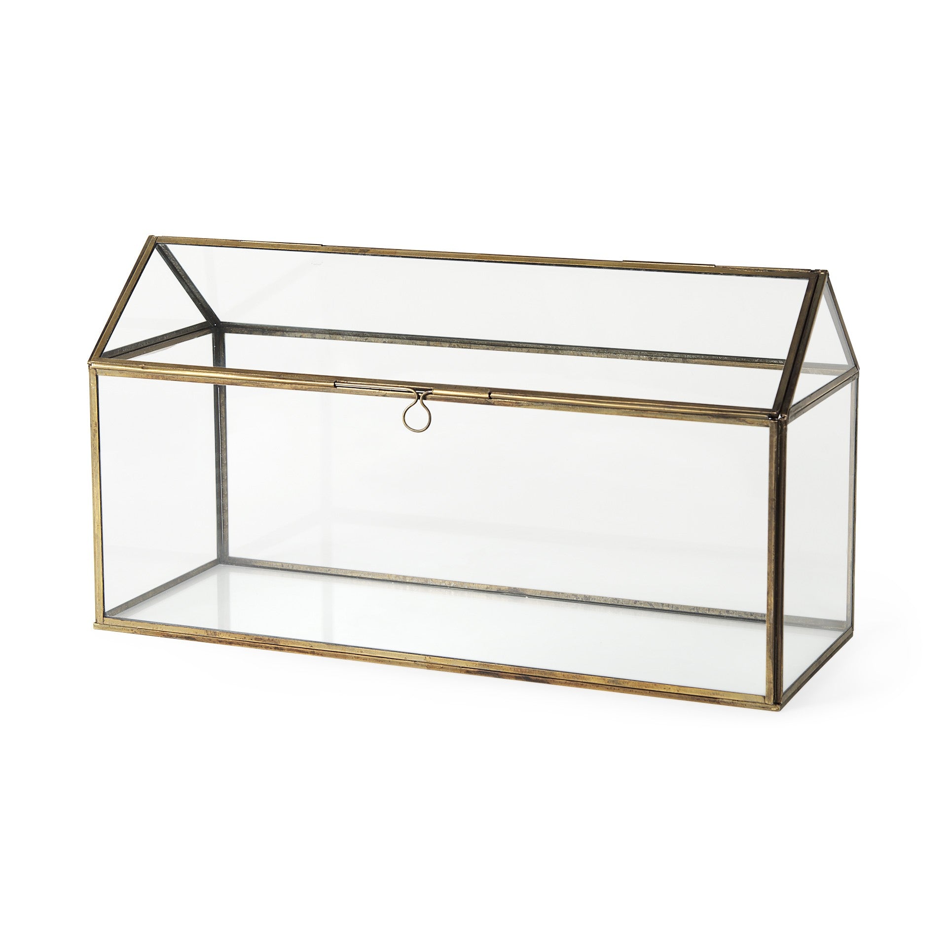 6" Clear And Gold Glass And Metal Box-Organizers-DECOROLALA