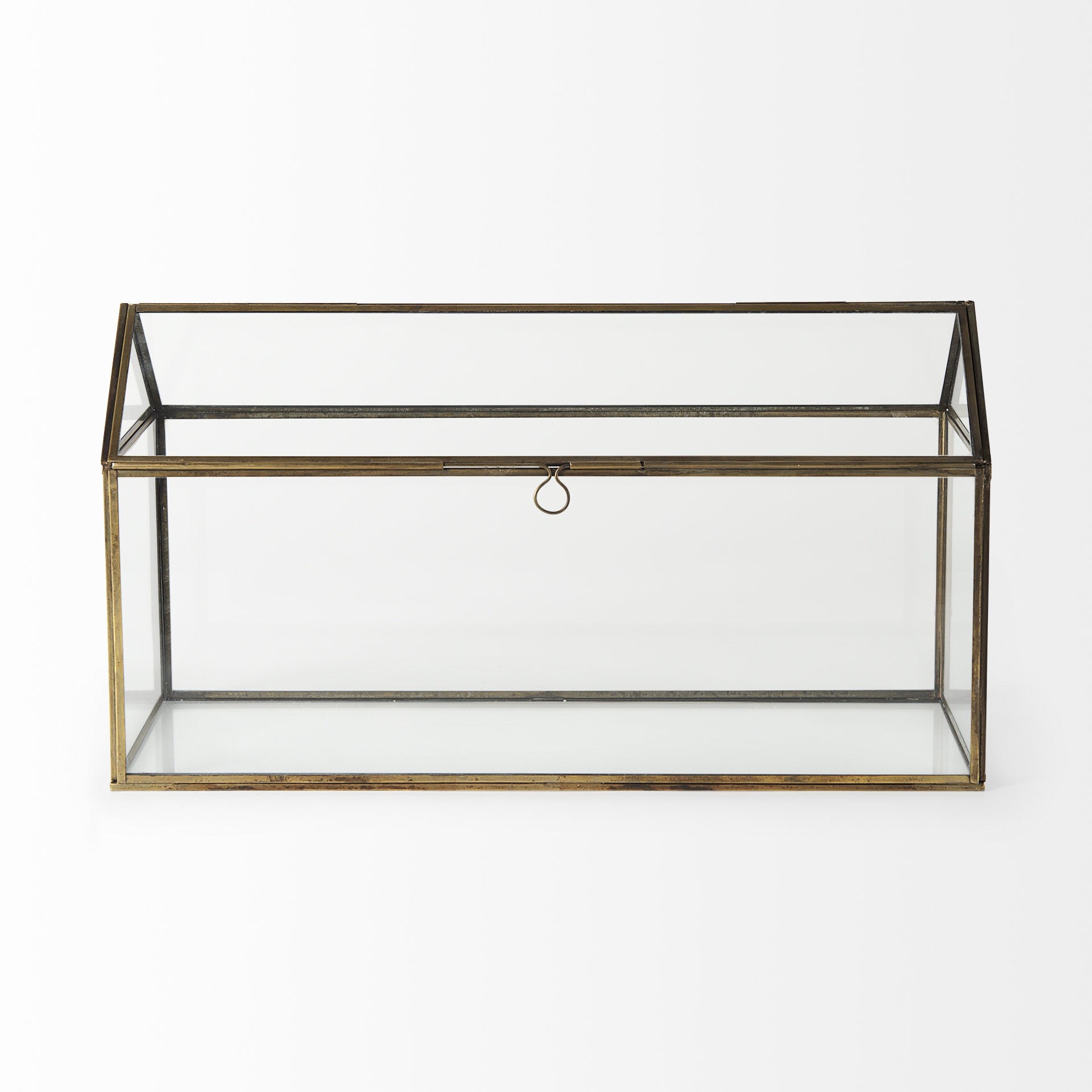 6" Clear And Gold Glass And Metal Box-Organizers-DECOROLALA