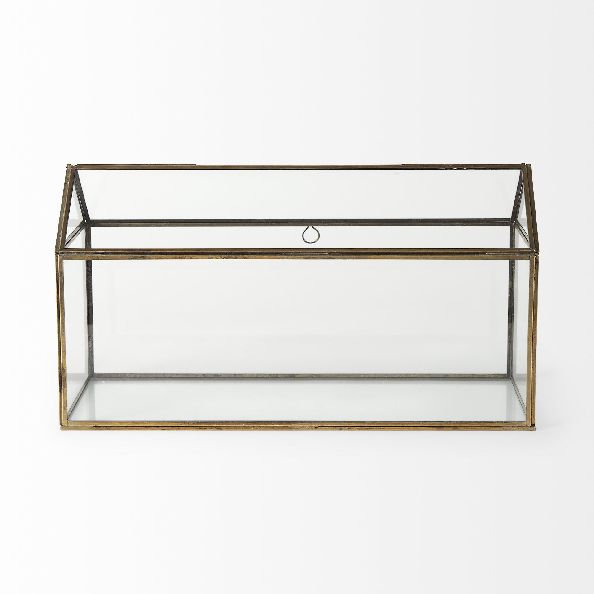 6" Clear And Gold Glass And Metal Box-Organizers-DECOROLALA