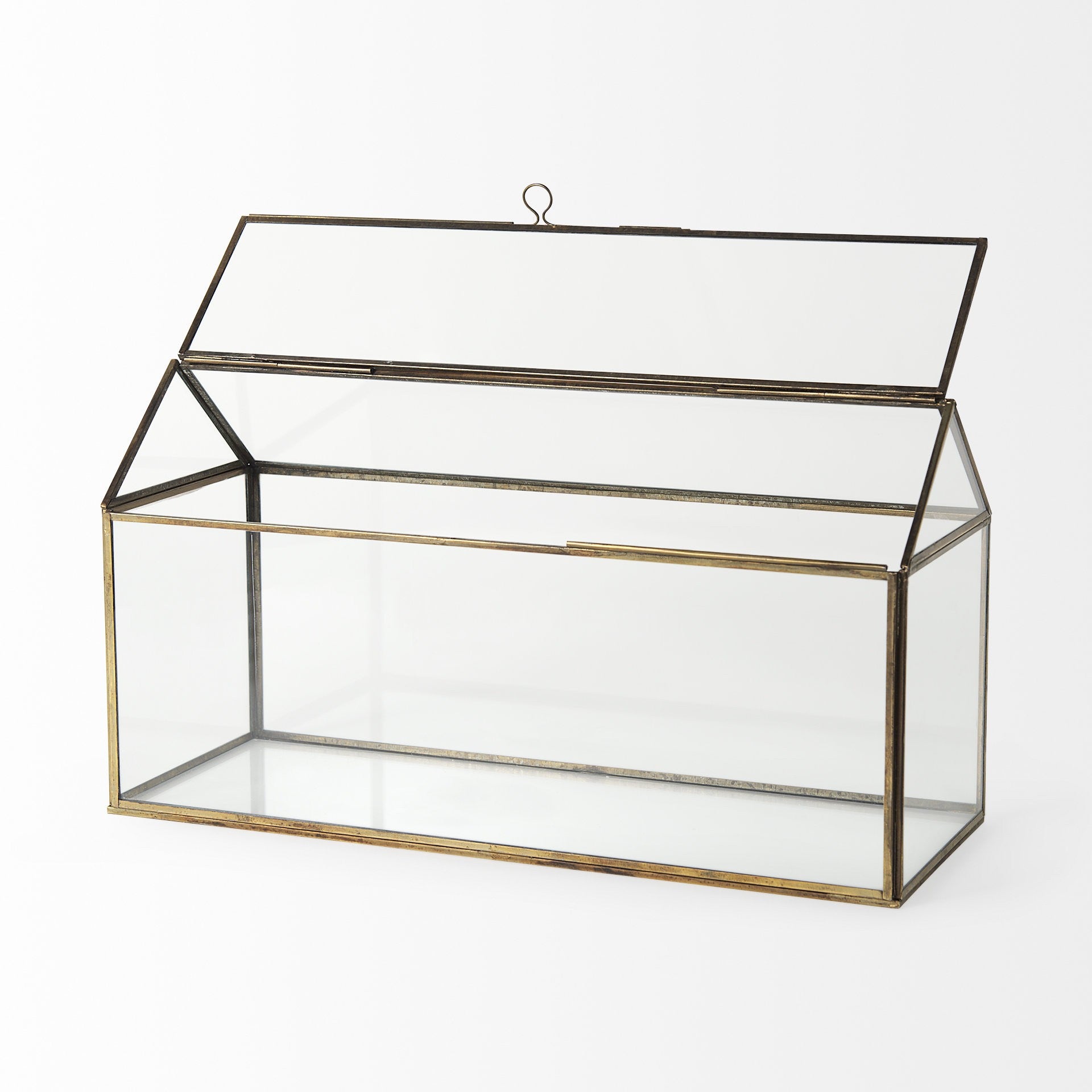 6" Clear And Gold Glass And Metal Box-Organizers-DECOROLALA
